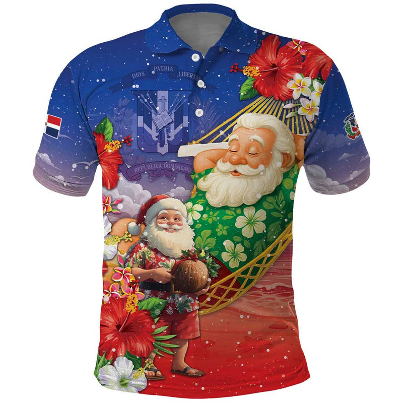 Dominican Republic Christmas Santa Relaxing On The Beach Polo Shirt