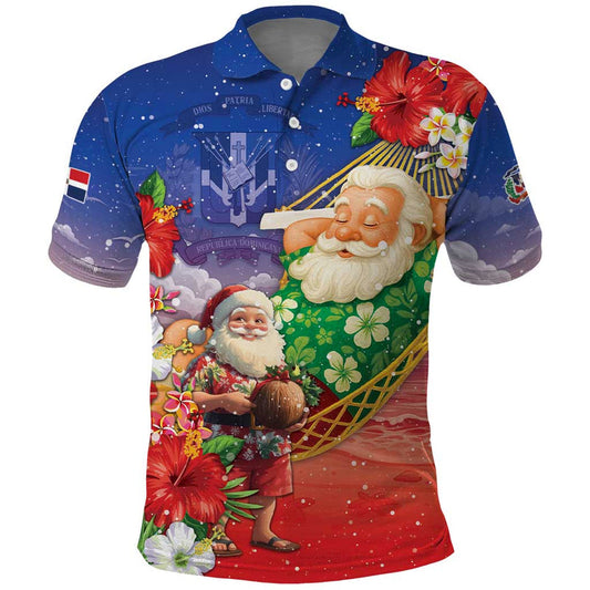 Dominican Republic Christmas Santa Relaxing On The Beach Polo Shirt