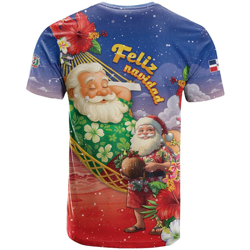 Dominican Republic Christmas Santa Relaxing On The Beach T Shirt