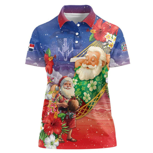 Dominican Republic Christmas Santa Relaxing On The Beach Women Polo Shirt