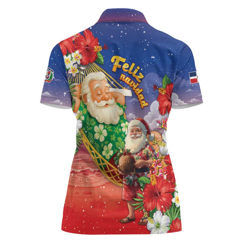 Dominican Republic Christmas Santa Relaxing On The Beach Women Polo Shirt