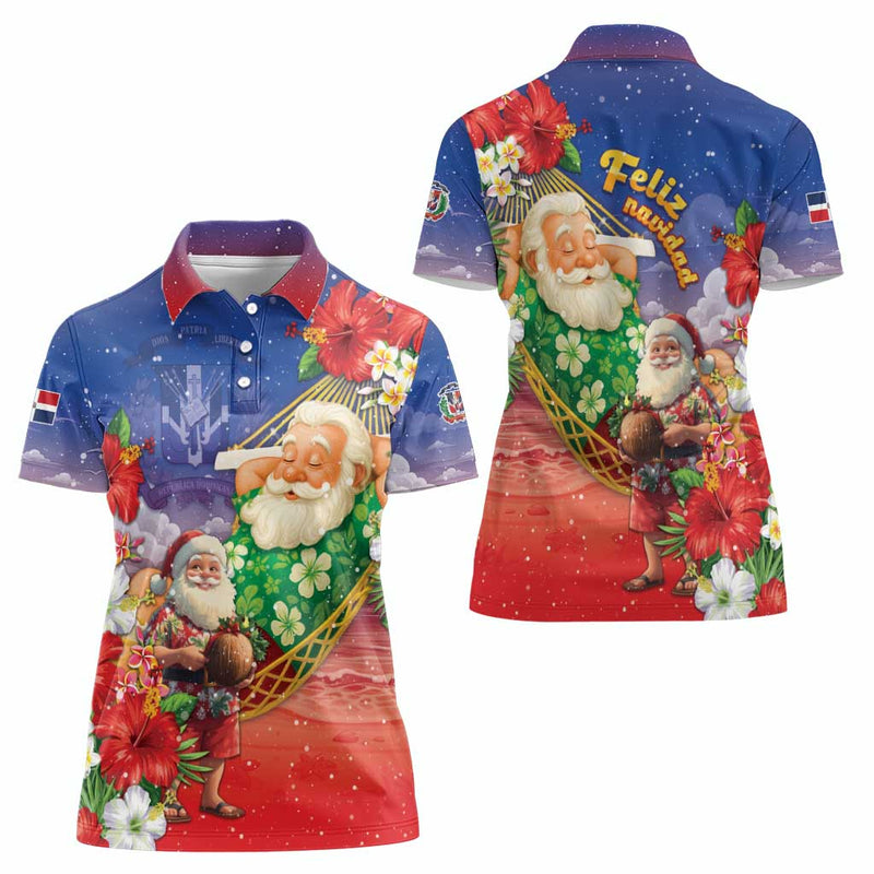 Dominican Republic Christmas Santa Relaxing On The Beach Women Polo Shirt