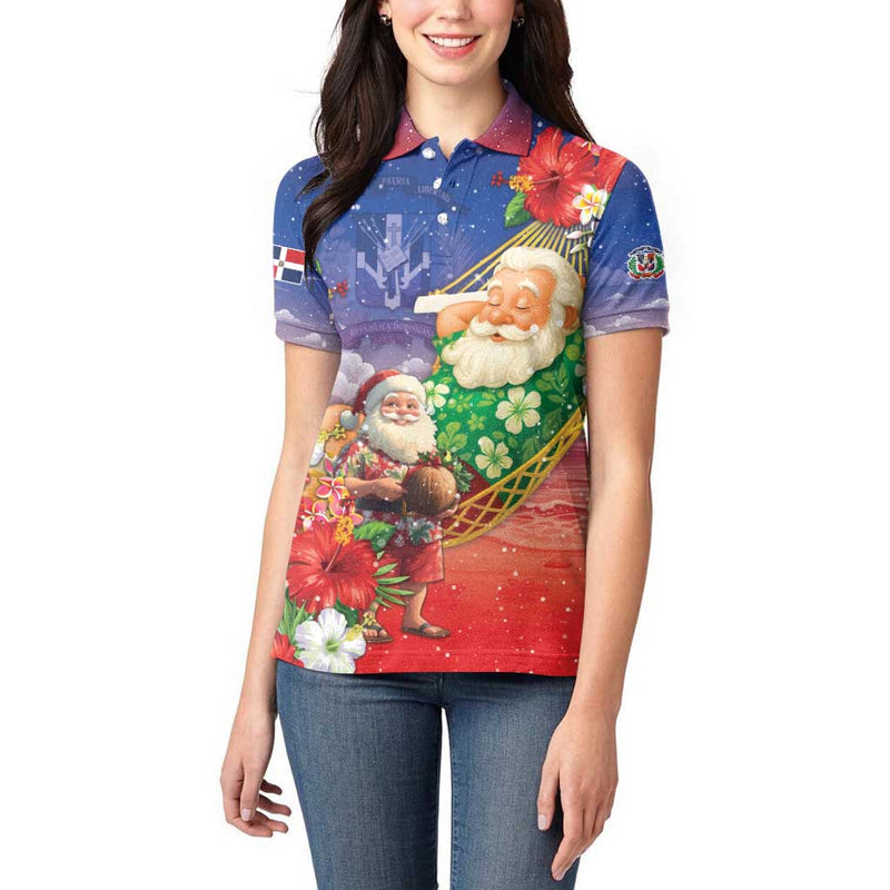 Dominican Republic Christmas Santa Relaxing On The Beach Women Polo Shirt