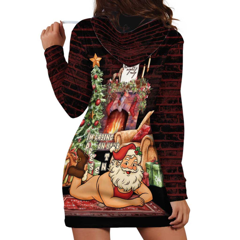 Funny Christmas Naughty Santa Im Laying On Your Present Hoodie Dress