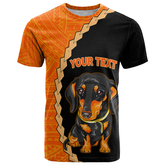 Custom Dachshund Dog With Polynesian Tribal Tattoo T Shirt