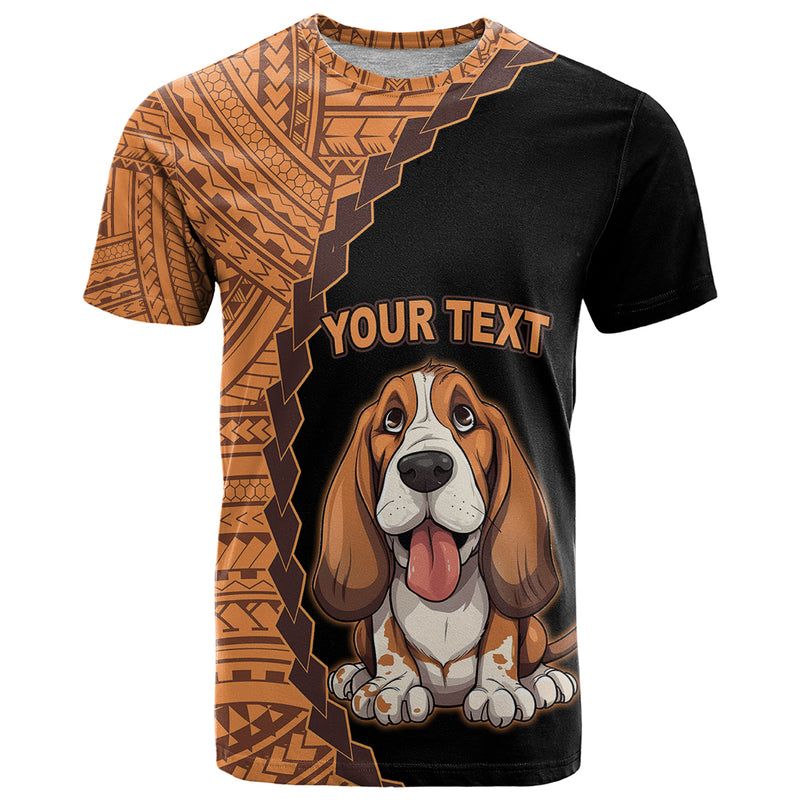 Custom Basset Hound Dog With Polynesian Tribal Tattoo T Shirt