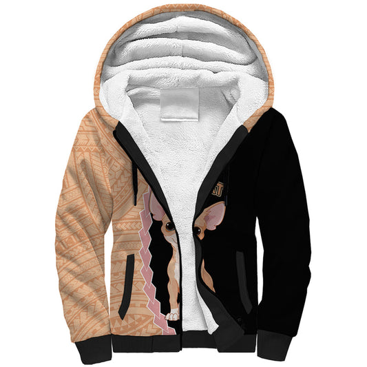 Custom Chihuahua Dog With Polynesian Tribal Tattoo Sherpa Hoodie