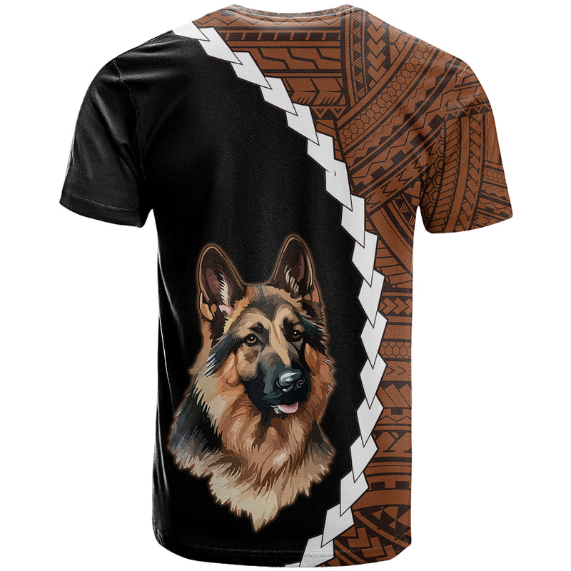 Custom German Shepherd Dog With Polynesian Tribal Tattoo T Shirt