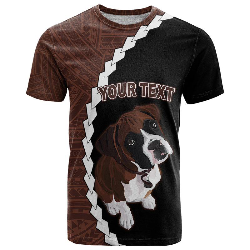 Custom Boxer Dog With Polynesian Tribal Tattoo T Shirt