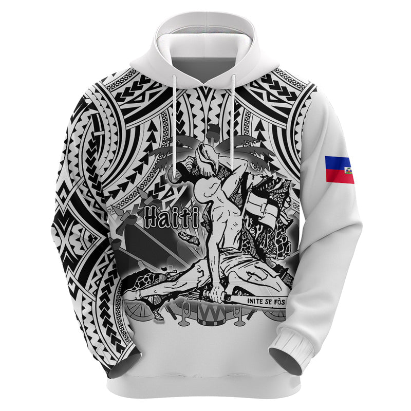 Custom Haiti Polynesian Neg Maron White Style Hoodie