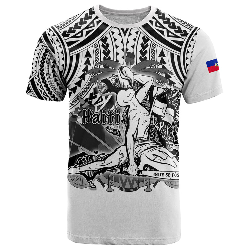Custom Haiti Polynesian Neg Maron White Style T Shirt