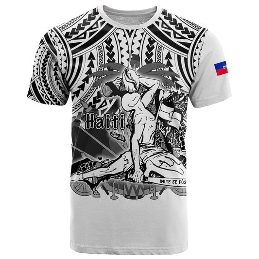 Custom Haiti Polynesian Neg Maron White Style T Shirt