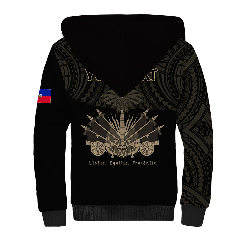 (Custom Personalised) Haiti Polynesian Neg Maron Black Style Sherpa Hoodie