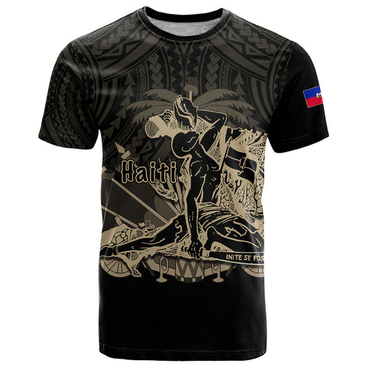 Custom Haiti Polynesian Neg Maron Black Style T Shirt