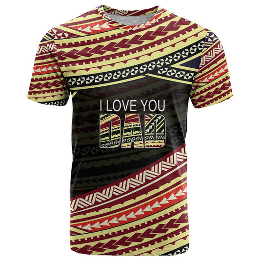 (Custom Personalised) Happy Fathers Day Polynesian I Love You Dad T Shirt