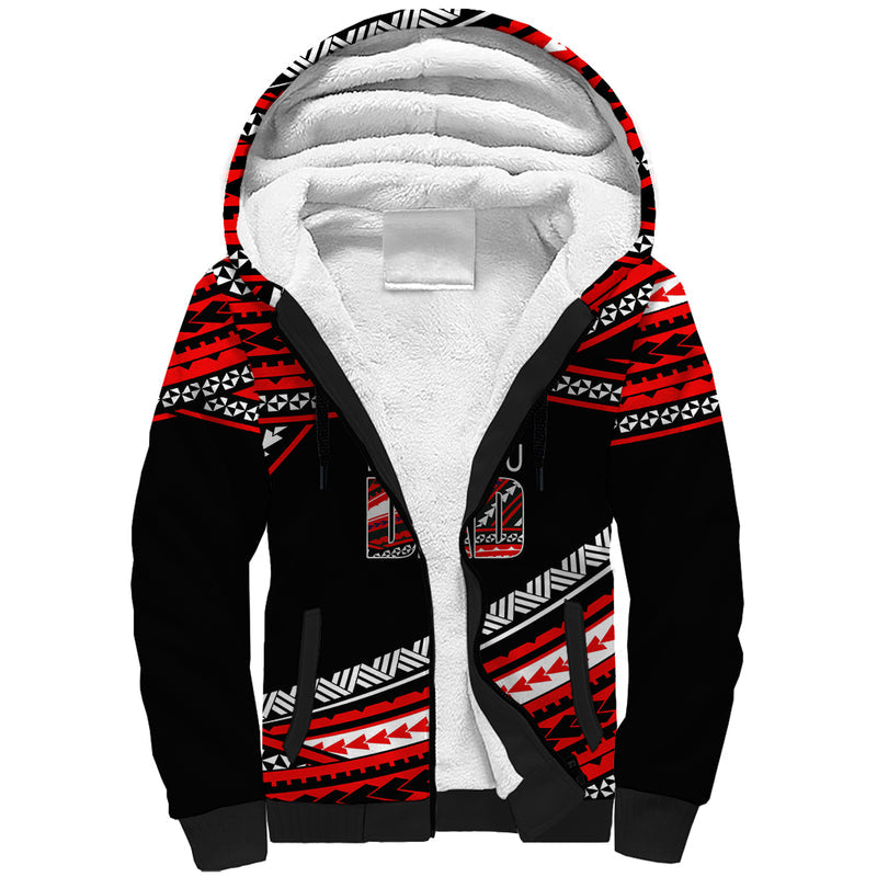 (Custom Personalised) Happy Fathers Day Polynesian I Love You Dad Red Sherpa Hoodie