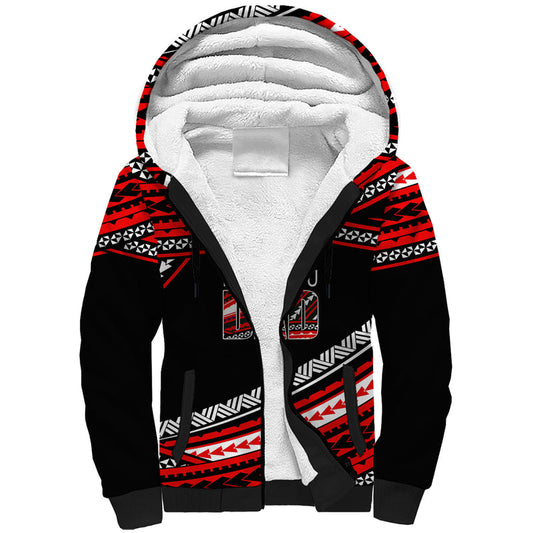 (Custom Personalised) Happy Fathers Day Polynesian I Love You Dad Red Sherpa Hoodie