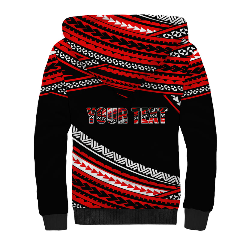(Custom Personalised) Happy Fathers Day Polynesian I Love You Dad Red Sherpa Hoodie