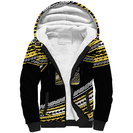 (Custom Personalised) Happy Fathers Day Polynesian I Love You Dad Gold Sherpa Hoodie