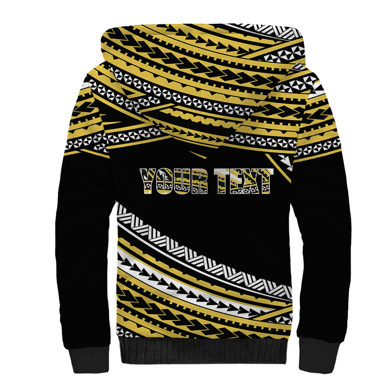 (Custom Personalised) Happy Fathers Day Polynesian I Love You Dad Gold Sherpa Hoodie