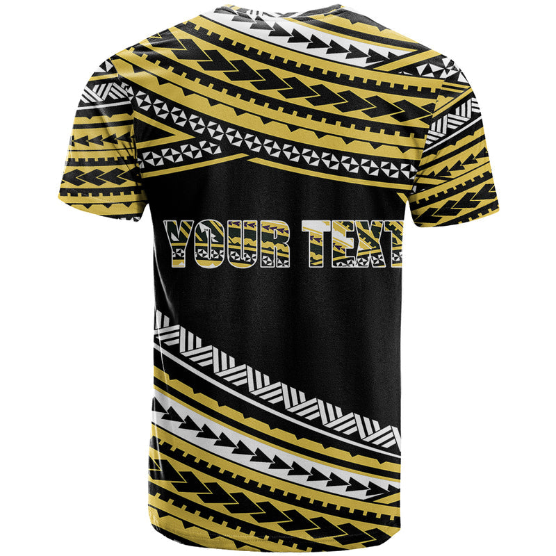(Custom Personalised) Happy Fathers Day Polynesian I Love You Dad Gold T Shirt