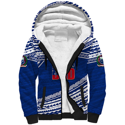 (Custom Personalised) Happy Fathers Day Samoa I Love You Dad Blue Sherpa Hoodie