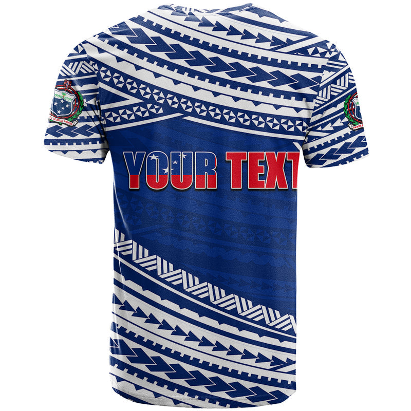 (Custom Personalised) Happy Fathers Day Samoa I Love You Dad Blue T Shirt