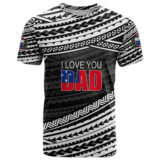 (Custom Personalised) Happy Fathers Day Samoa I Love You Dad Black T Shirt