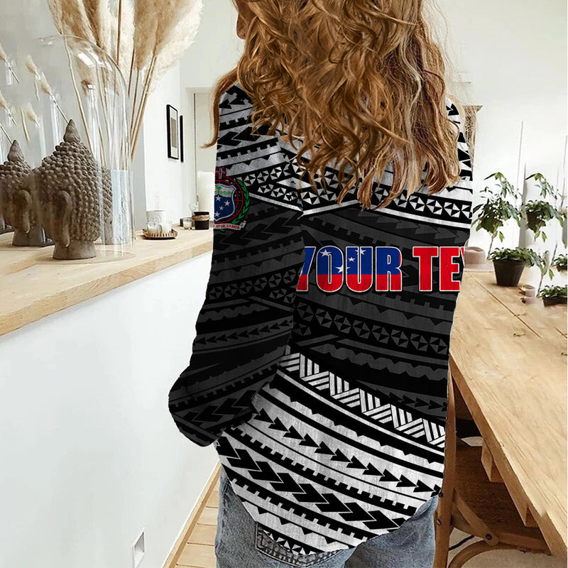 (Custom Personalised) Happy Fathers Day Samoa I Love You Dad Black Women Casual Shirt