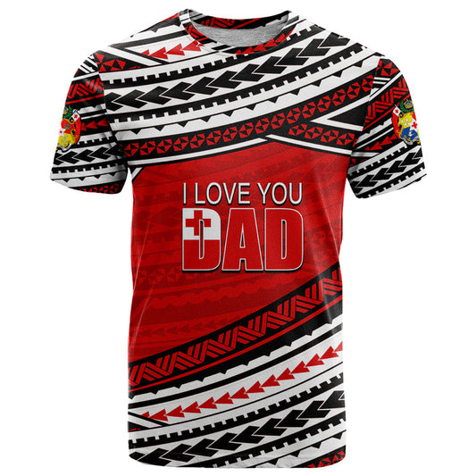 (Custom Personalised) Happy Fathers Day Tonga I Love You Dad T Shirt