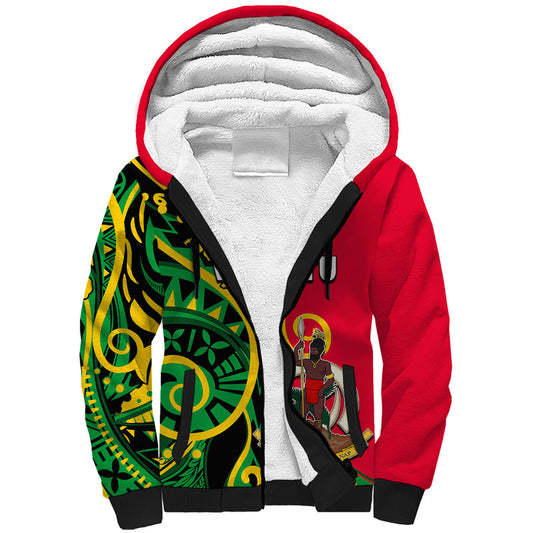 (Custom Personalised) Vanuatu Polynesian Patterns Sherpa Hoodie