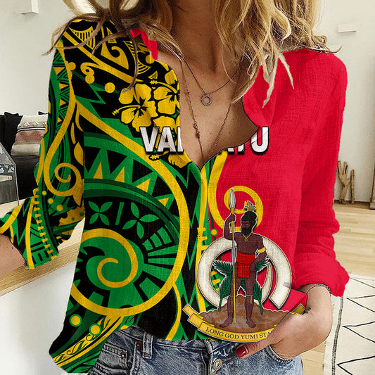 (Custom Personalised) Vanuatu Polynesian Patterns Women Casual Shirt
