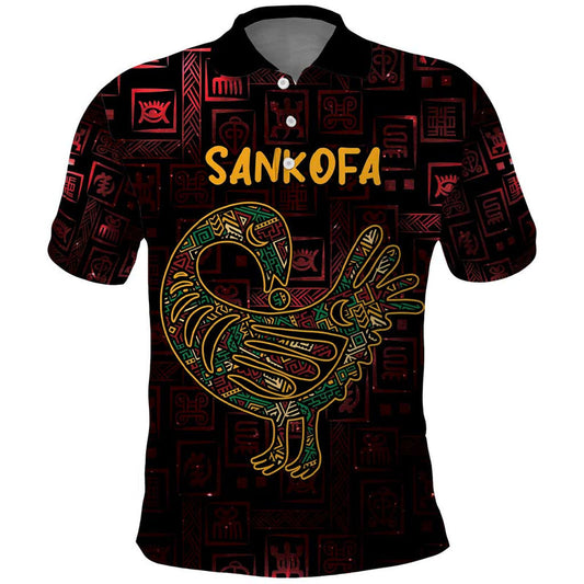 Africa Adinkra Symbol Sankofa Bird - Cosmic Red Polo Shirt