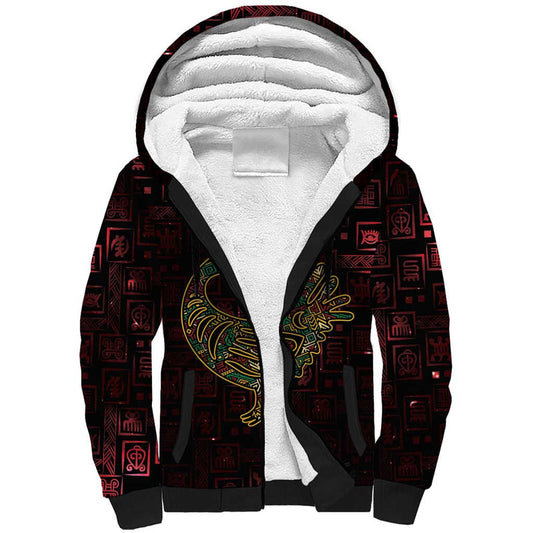 Africa Adinkra Symbol Sankofa Bird - Cosmic Red Sherpa Hoodie