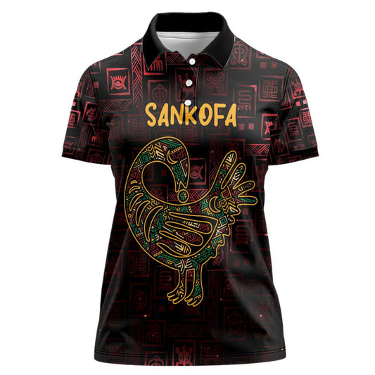 Africa Adinkra Symbol Sankofa Bird - Cosmic Red Women Polo Shirt