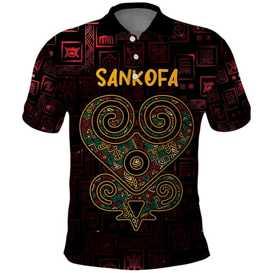 Africa Adinkra Symbol Sankofa Heart - Cosmic Red Polo Shirt