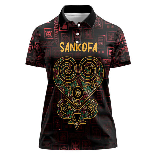 Africa Adinkra Symbol Sankofa Heart - Cosmic Red Women Polo Shirt