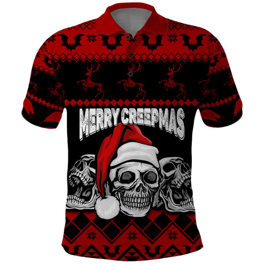Custom Christmas Gothic Skull Creepmas Polo Shirt