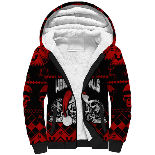 Custom Christmas Gothic Skull Creepmas Sherpa Hoodie