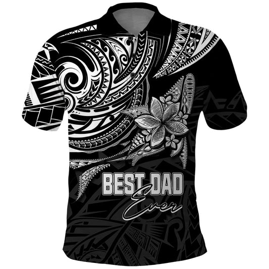 Custom Fathers Day Polynesian Best Dad Ever Black Polo Shirt
