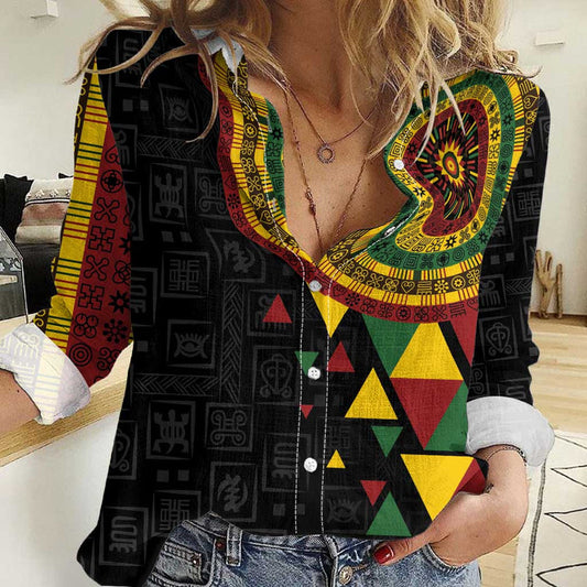 Adinkra Akan Culture Afrikan Colors Women Casual Shirt