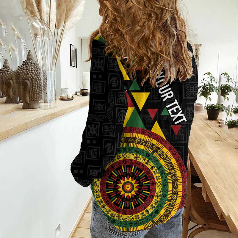 Adinkra Akan Culture Afrikan Colors Women Casual Shirt