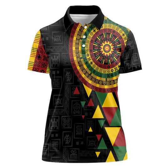 Adinkra Akan Culture Afrikan Colors Women Polo Shirt