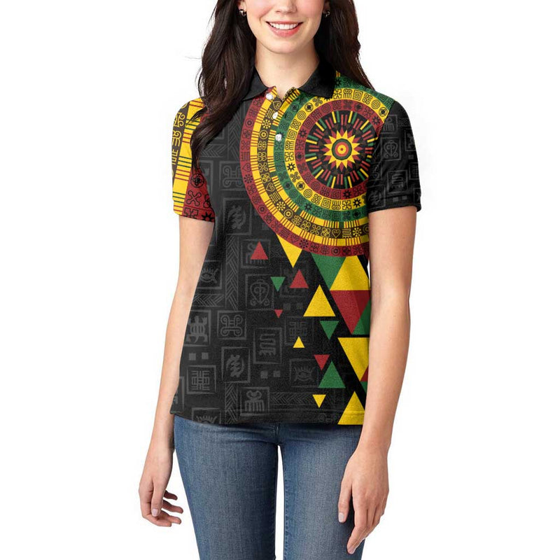 Adinkra Akan Culture Afrikan Colors Women Polo Shirt