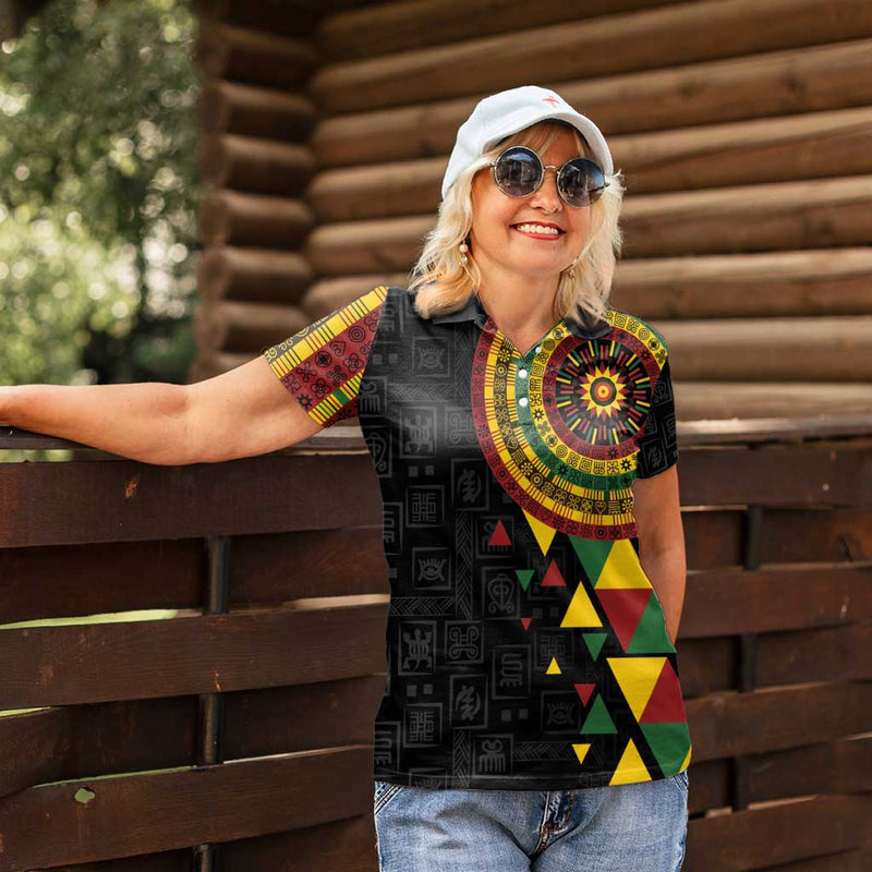 Adinkra Akan Culture Afrikan Colors Women Polo Shirt