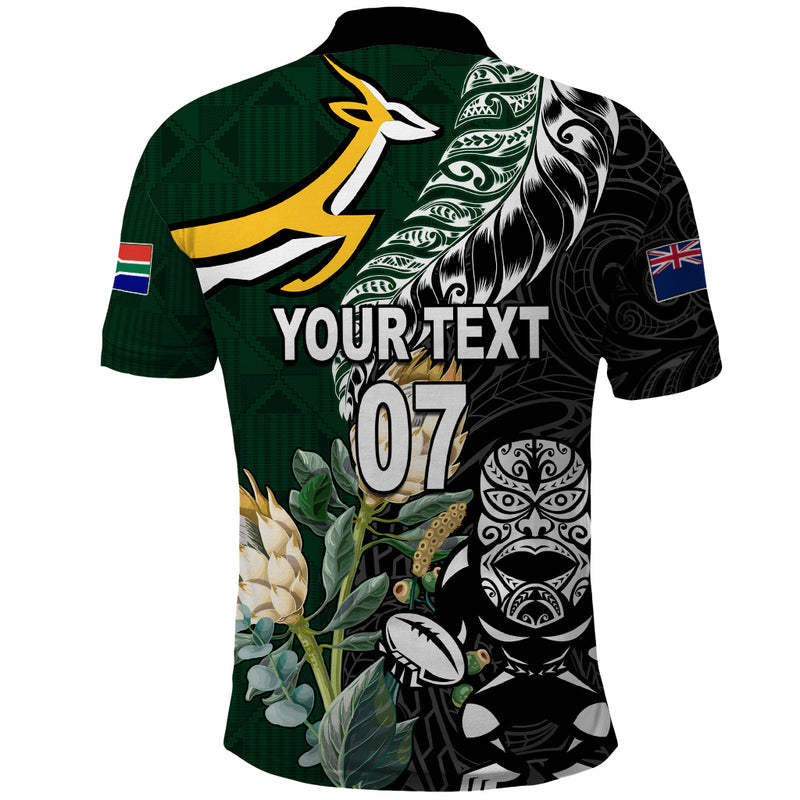 Custom South Africa Mix New Zealand Rugby 2023 World Cup Greatest Rivalry Polo Shirt