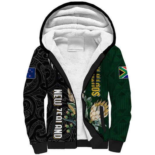 Custom South Africa Mix New Zealand Rugby 2023 World Cup Greatest Rivalry Sherpa Hoodie