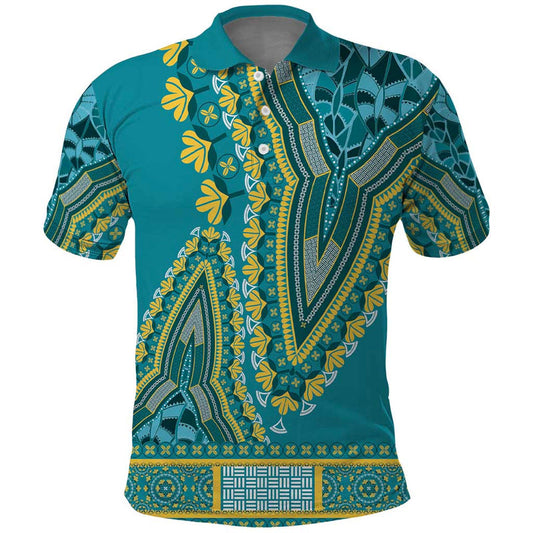 African Dashiki Luxury Teal Polo Shirt