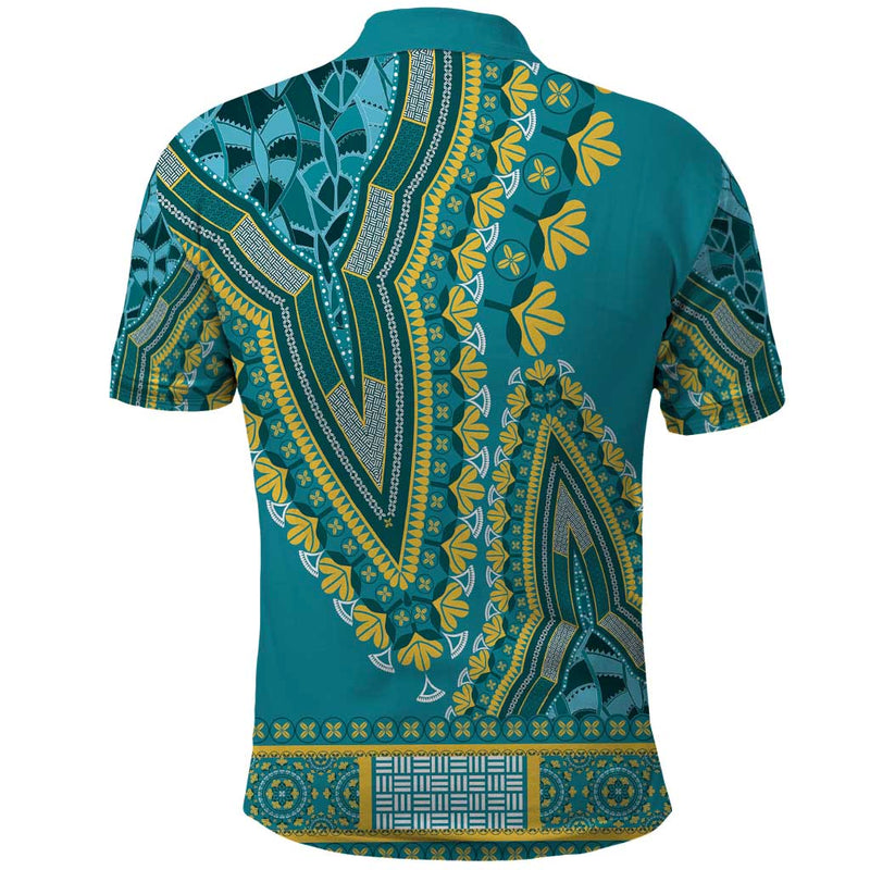 African Dashiki Luxury Teal Polo Shirt