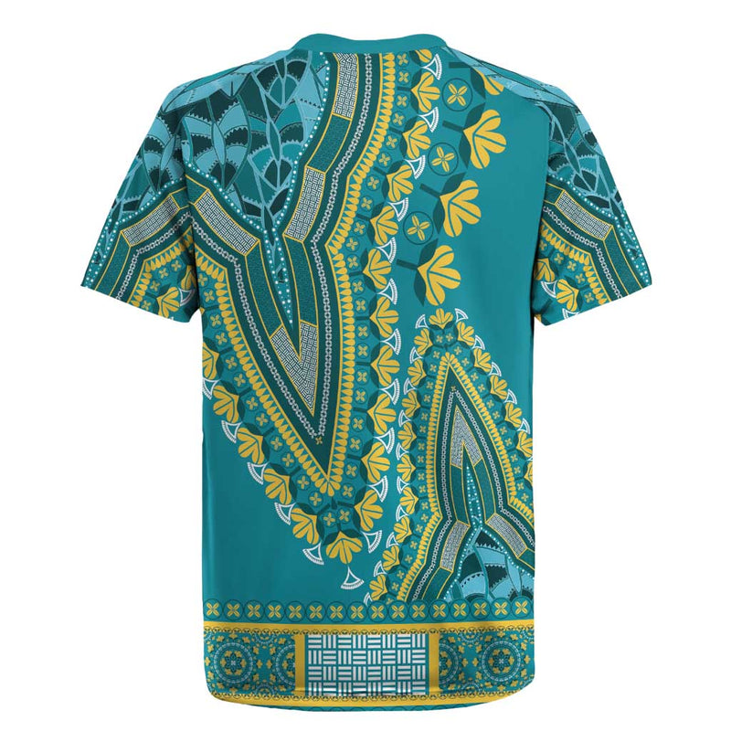 African Dashiki Luxury Teal Rugby Jersey